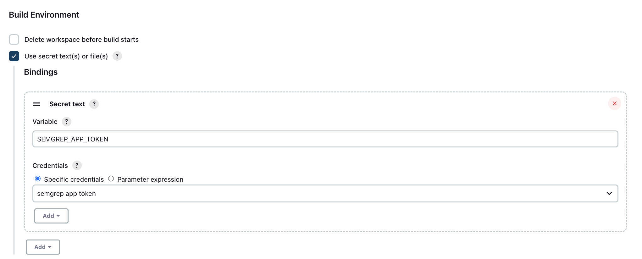Filled-out the secrets text option